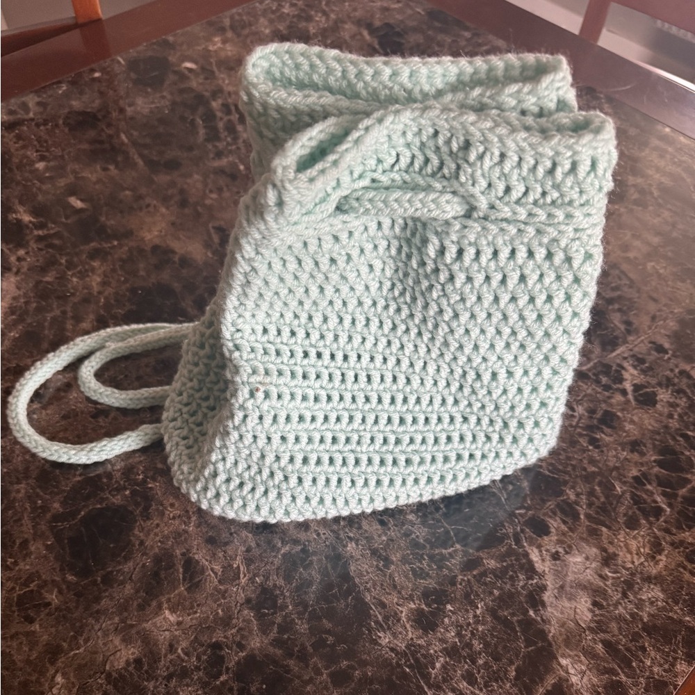 Elegant Mint Green Women's Crochet Backpack